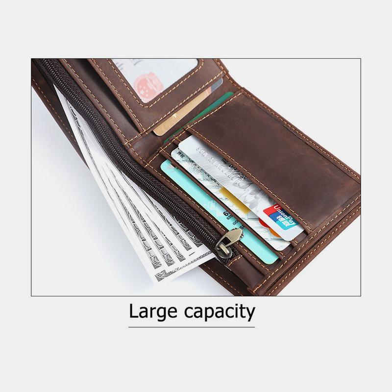 RFID Crazy Horse Leder Bifold Vintage Geldbörse