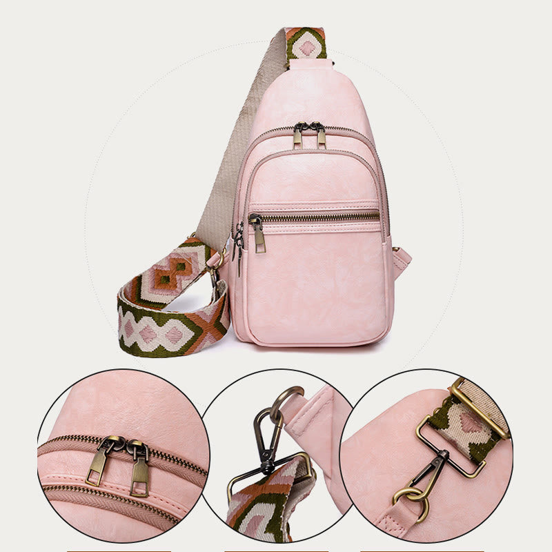 Schultertasche für Damen, breite Riemen, Retro-Umhängetasche aus Leder
