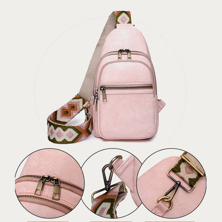 Schultertasche für Damen, breite Riemen, Retro-Umhängetasche aus Leder
