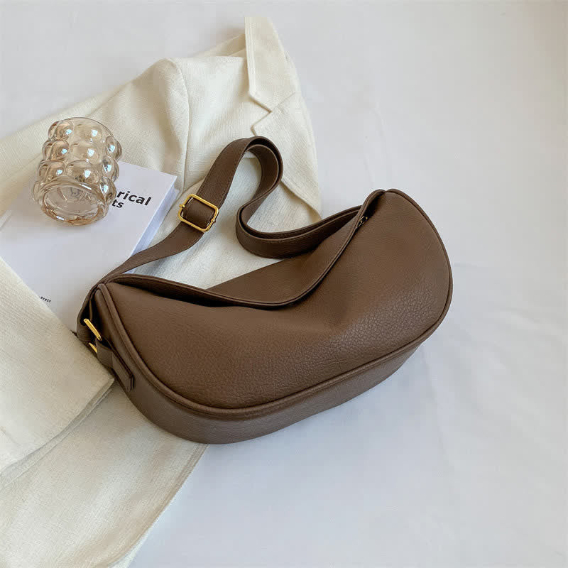 Umhängetasche für Damen, schlichte und lässige Hobo-Tasche aus PU-Leder