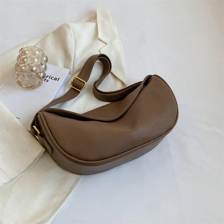 Umhängetasche für Damen, schlichte und lässige Hobo-Tasche aus PU-Leder