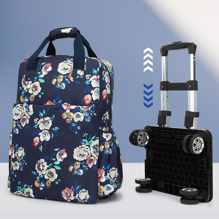 Floral Pull Rod Duffel Tasche für Frauen wasserdichter Einkaufswagen