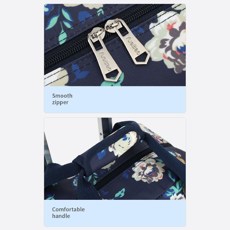Floral Pull Rod Duffel Tasche für Frauen wasserdichter Einkaufswagen