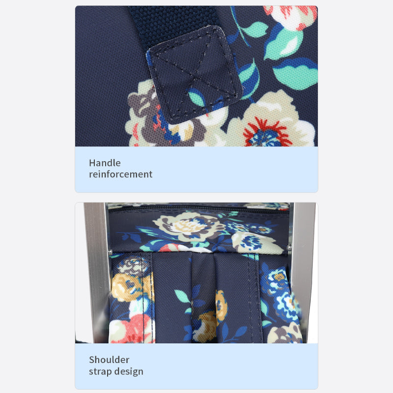 Floral Pull Rod Duffel Tasche für Frauen wasserdichter Einkaufswagen