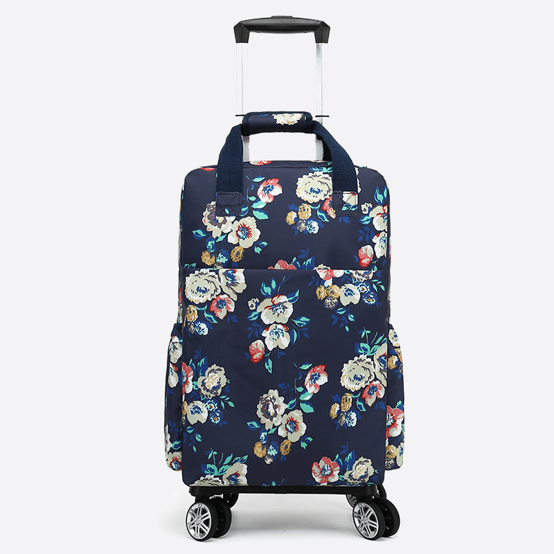 Floral Pull Rod Duffel Tasche für Frauen wasserdichter Einkaufswagen