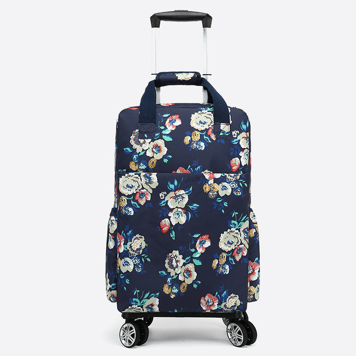 Floral Pull Rod Duffel Tasche für Frauen wasserdichter Einkaufswagen