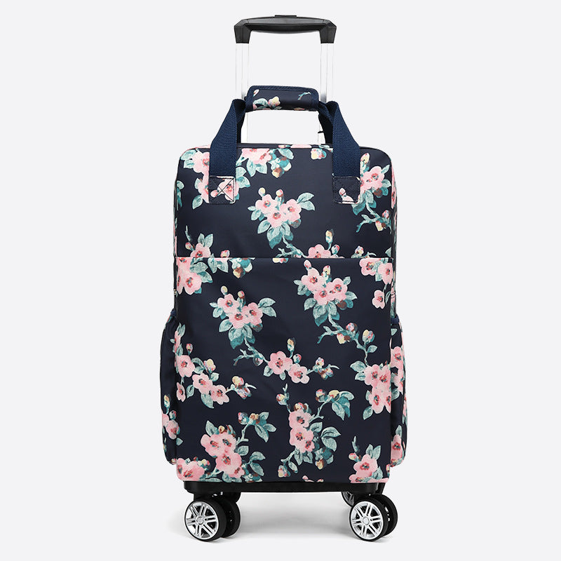 Floral Pull Rod Duffel Tasche für Frauen wasserdichter Einkaufswagen