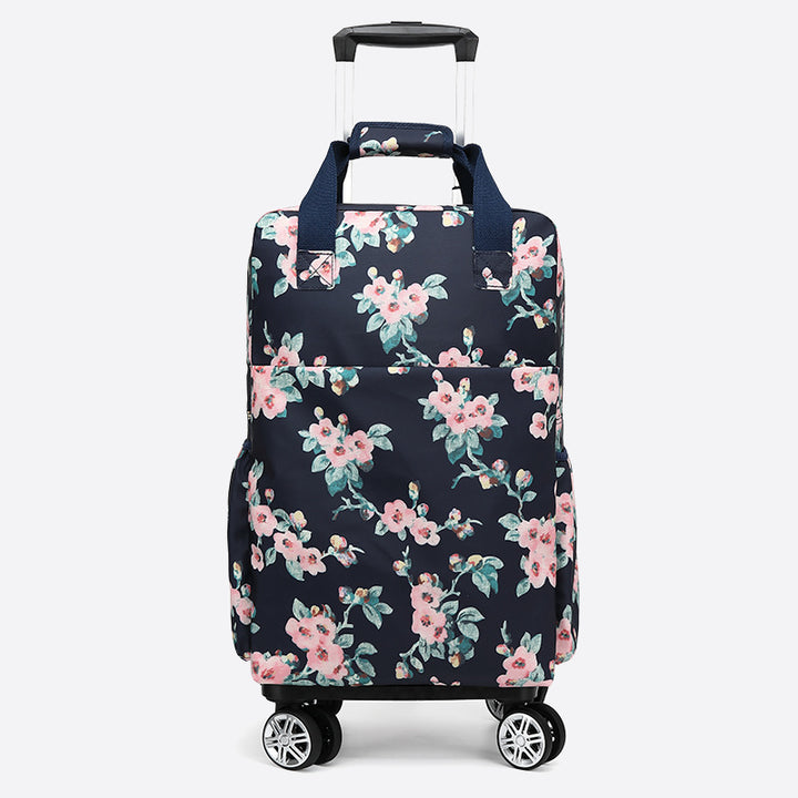 Floral Pull Rod Duffel Tasche für Frauen wasserdichter Einkaufswagen