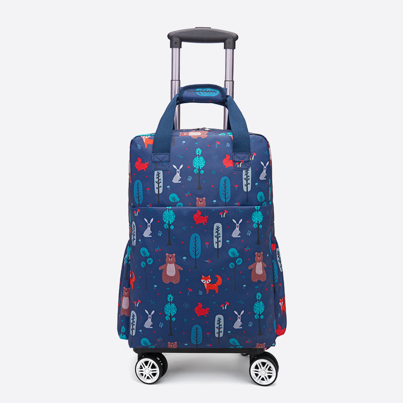 Floral Pull Rod Duffel Tasche für Frauen wasserdichter Einkaufswagen