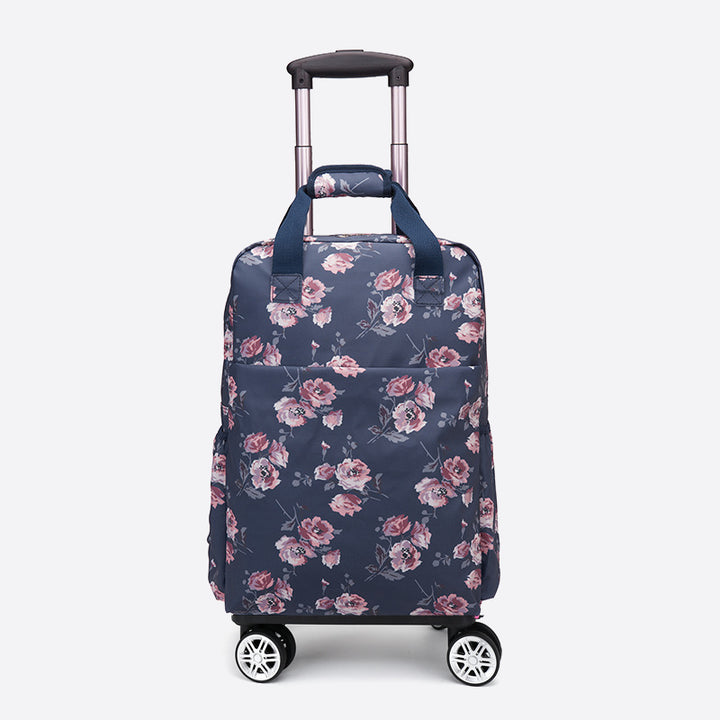 Floral Pull Rod Duffel Tasche für Frauen wasserdichter Einkaufswagen