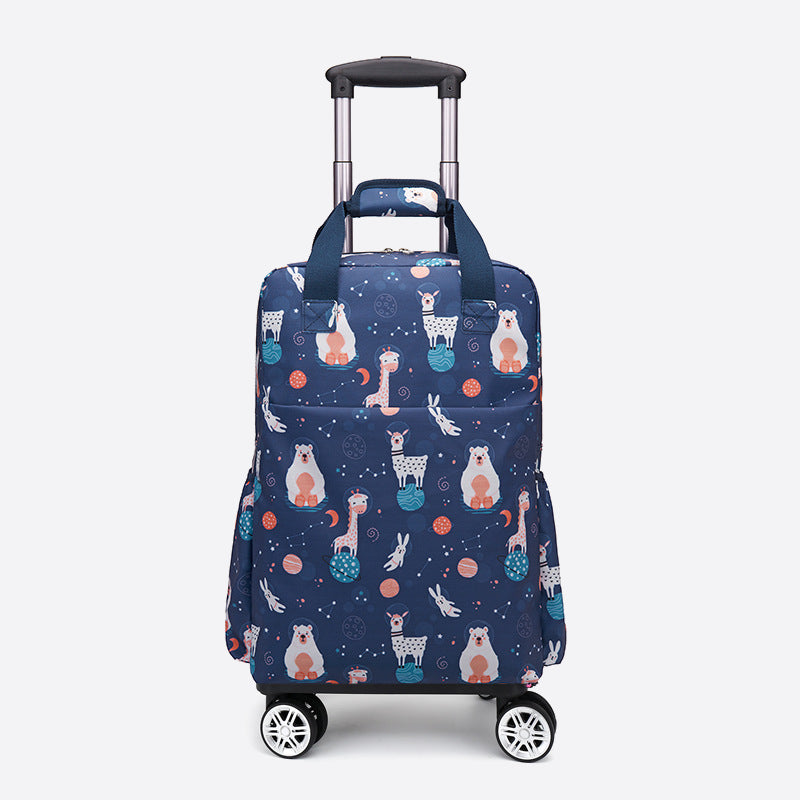 Floral Pull Rod Duffel Tasche für Frauen wasserdichter Einkaufswagen