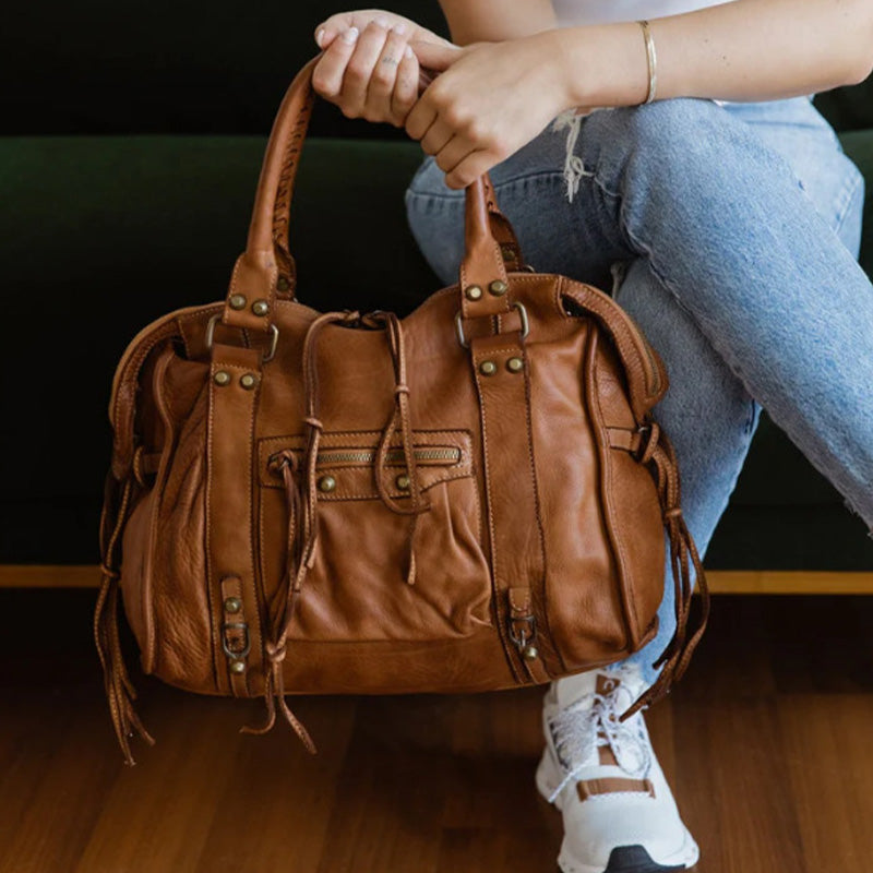 Vintage Quaste Top Griff Tasche Frauen Tragbare Reise Umhängetasche