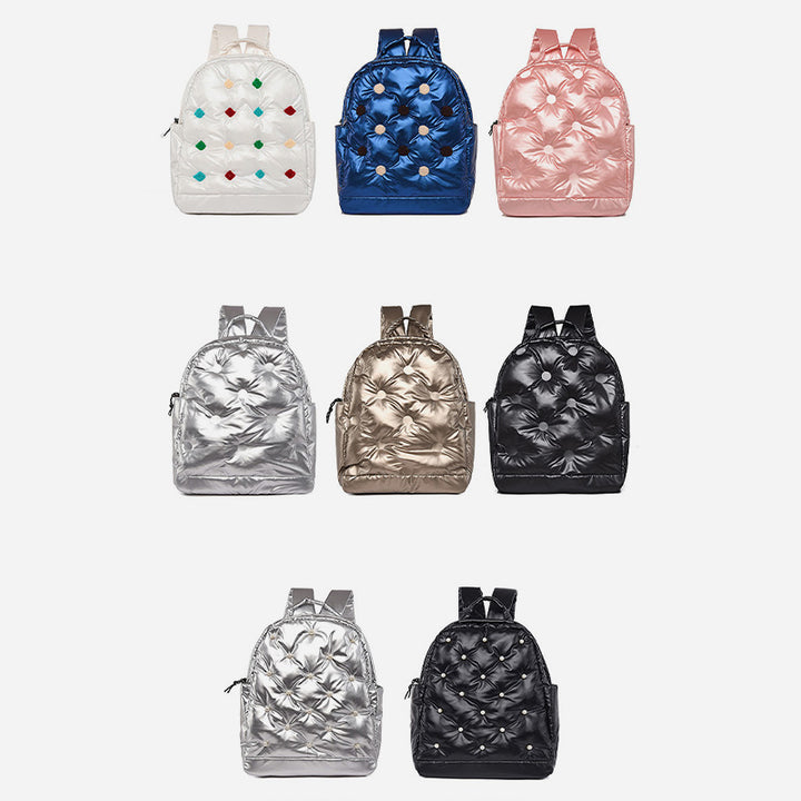 Daunenrucksack für Herren und Damen, bunt, gesteppt, für Reisen im Freien