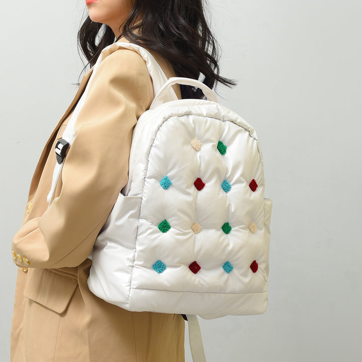Daunenrucksack für Herren und Damen, bunt, gesteppt, für Reisen im Freien