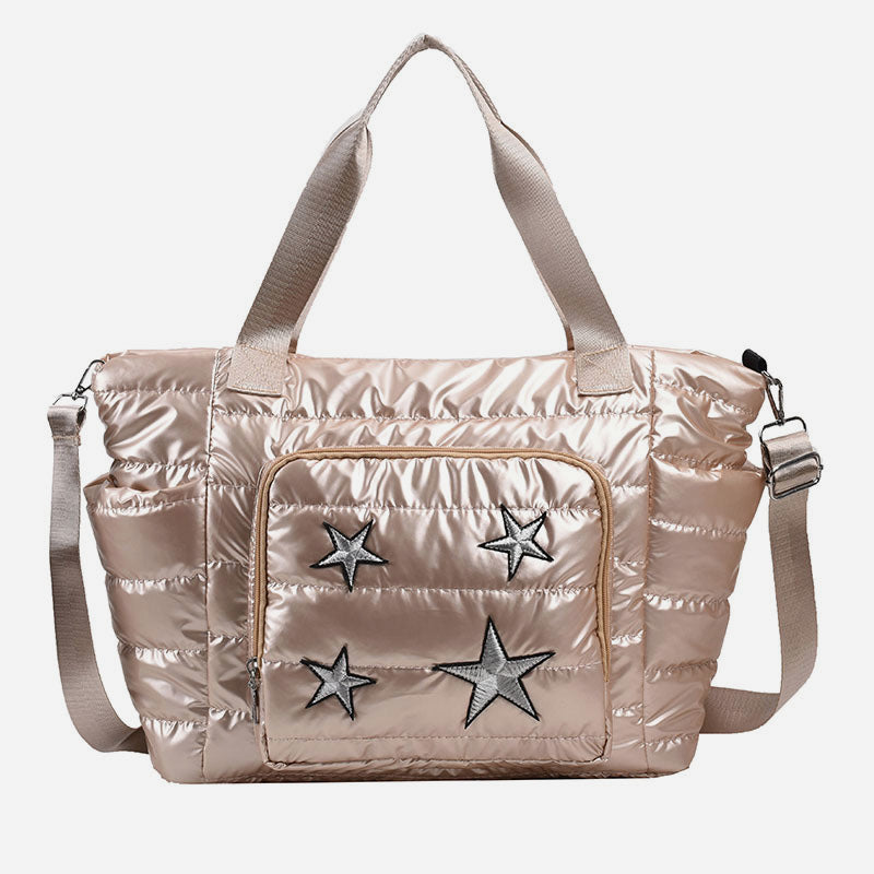 Daunen-Tragetasche für Damen, Winter, breite Riemen, Handtasche, Umhängetasche