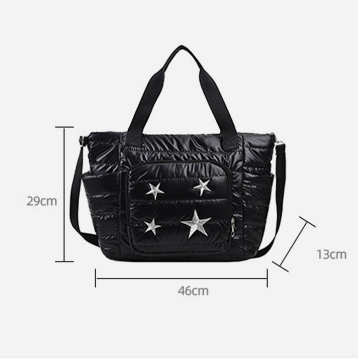 Daunen-Tragetasche für Damen, Winter, breite Riemen, Handtasche, Umhängetasche