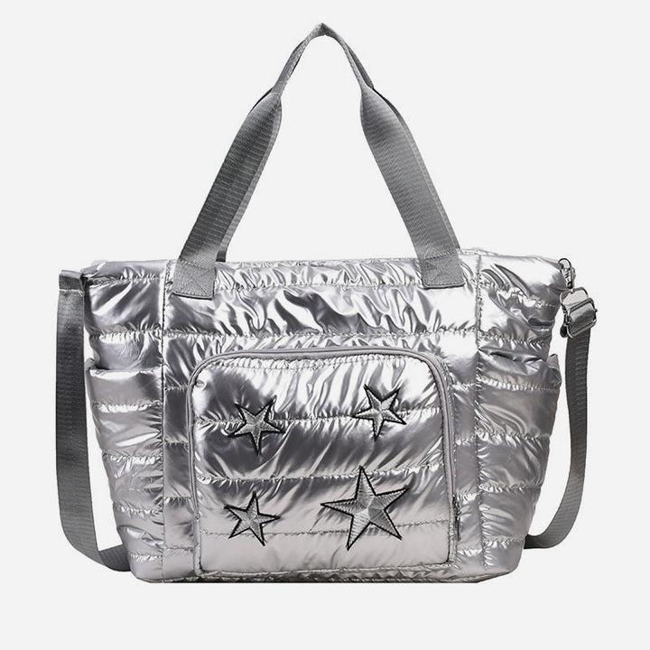Daunen-Tragetasche für Damen, Winter, breite Riemen, Handtasche, Umhängetasche