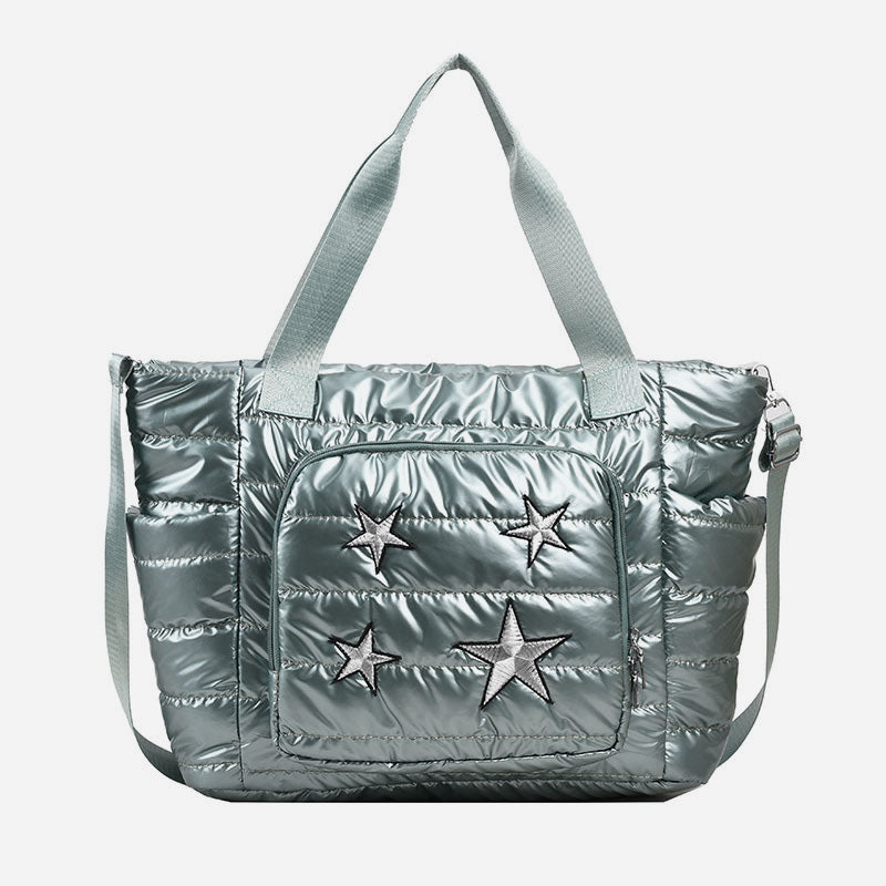 Daunen-Tragetasche für Damen, Winter, breite Riemen, Handtasche, Umhängetasche