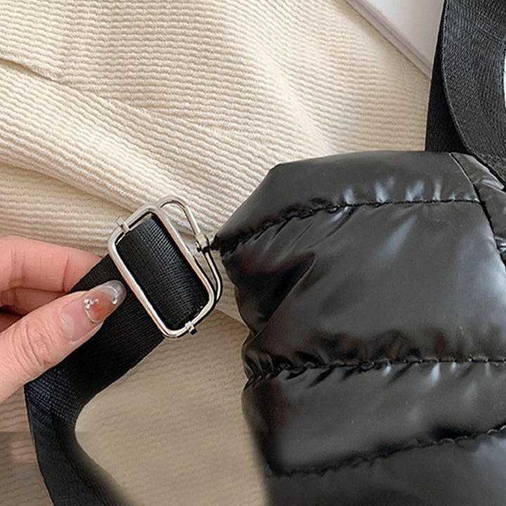 Daunen-Tragetasche für Damen, Winter, breite Riemen, Handtasche, Umhängetasche