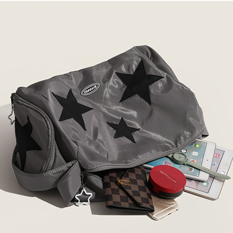 Tragbare Reisetasche Damen Herren Fitnesstasche mit Sternstickerei