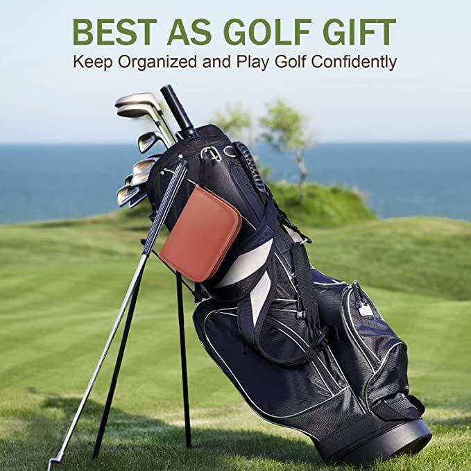 Braune Golf-Zubehörtasche aus Leder, tragbare, multifunktionale Sporttasche