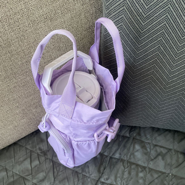 Tragbare Wasserflaschentasche aus Nylon mit Kordelzug, Umhängetasche, Handtasche