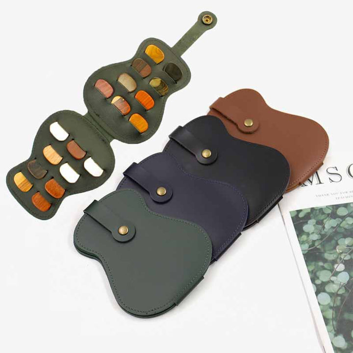 Gitarren-Pick-Halter, Aufbewahrungstasche, Leder, Plektren-Tasche für Spieler