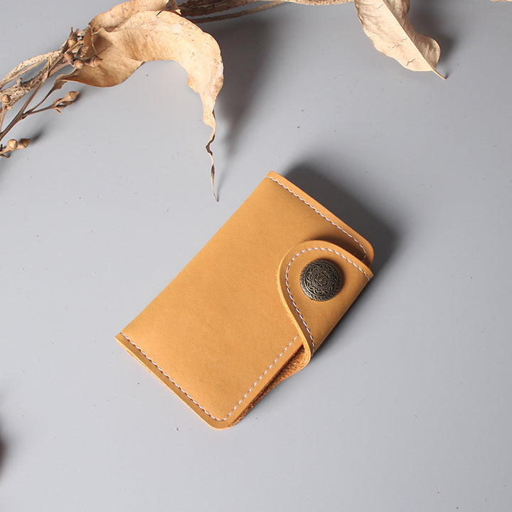 Multifunktionaler Kartenhalter aus Leder, ultradünne Mini-Geldbörse mit Schlüsselring