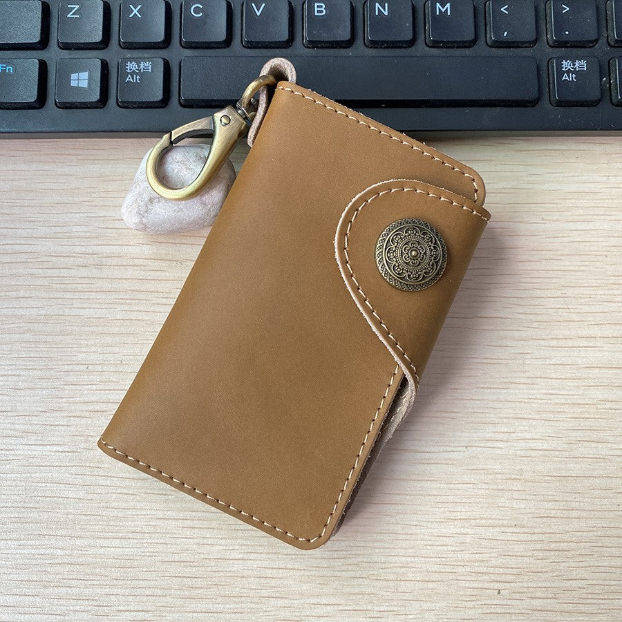 Multifunktionaler Kartenhalter aus Leder, ultradünne Mini-Geldbörse mit Schlüsselring