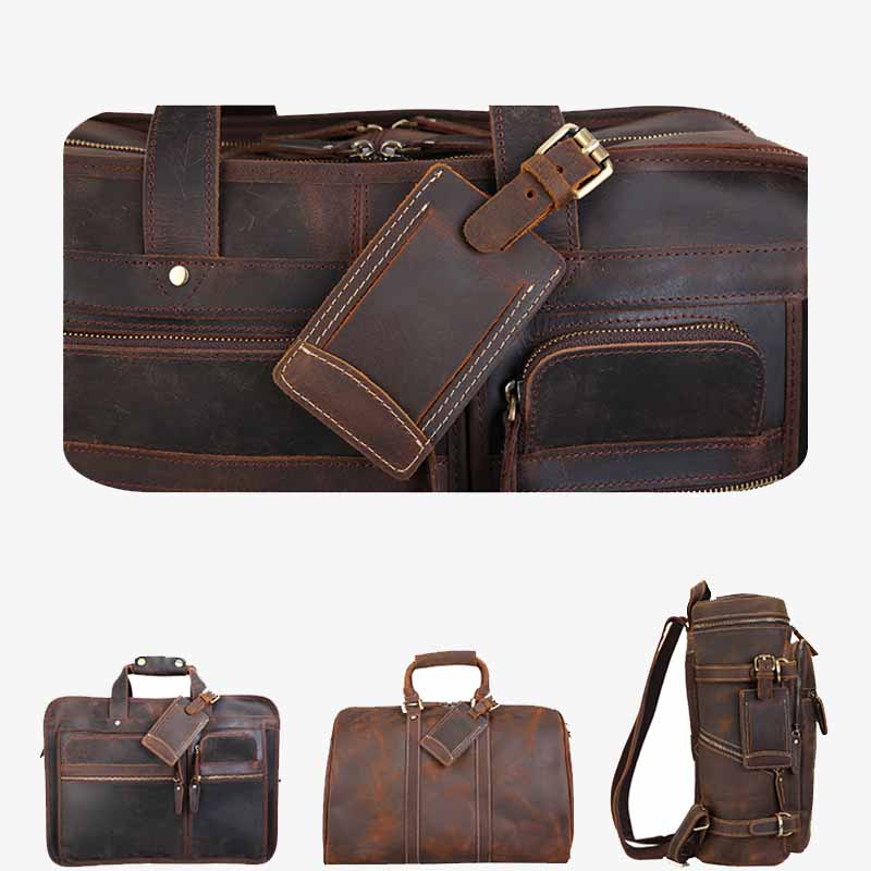 Retro Gepäckanhänger für Reisekoffer aus echtem Leder