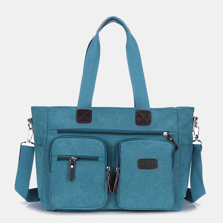 Tragetasche mit mehreren Taschen für Damen und Herren, Retro-Laptoptasche aus Segeltuch