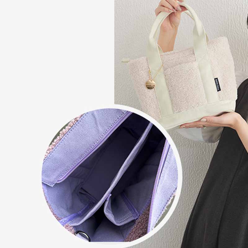 Teddy Fleece Tragetasche für Damen, weiche Umhängetasche
