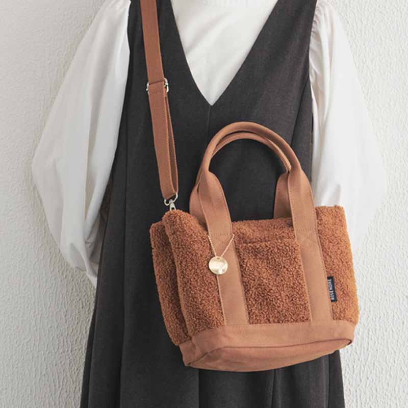 Teddy Fleece Tragetasche für Damen, weiche Umhängetasche