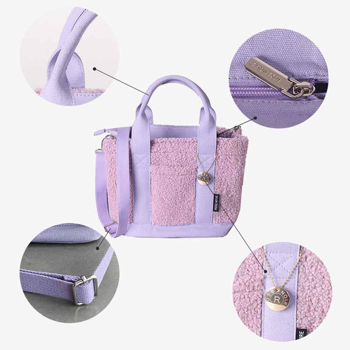 Teddy Fleece Tragetasche für Damen, weiche Umhängetasche