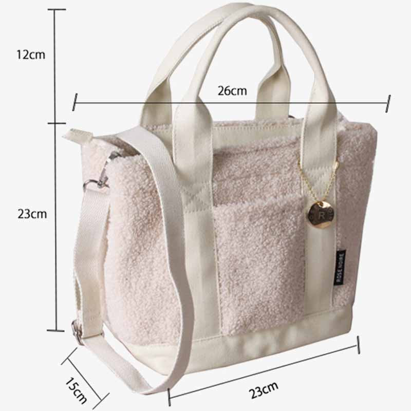 Teddy Fleece Tragetasche für Damen, weiche Umhängetasche