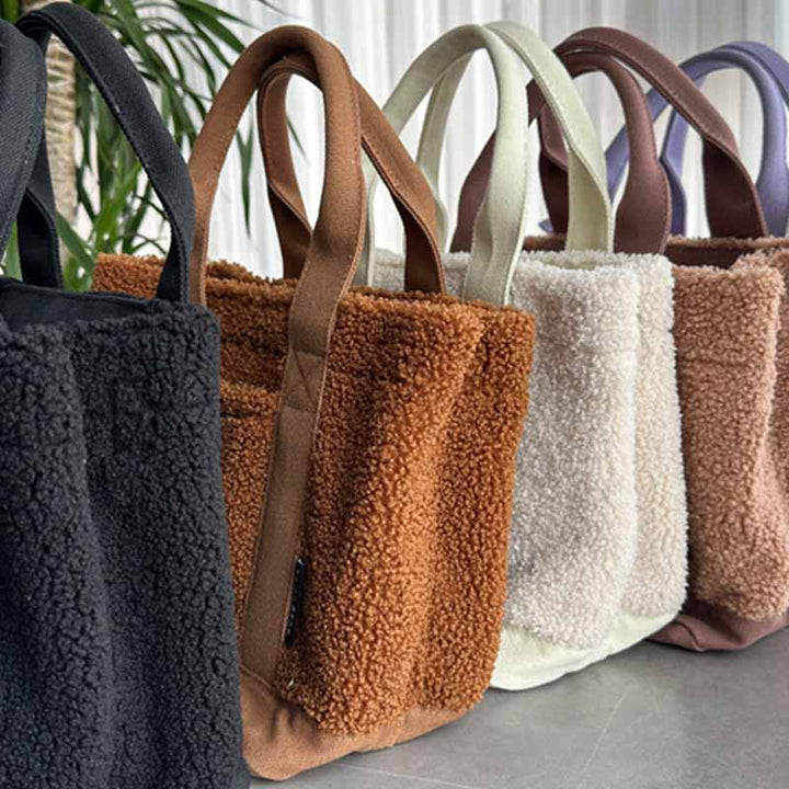 Teddy Fleece Tragetasche für Damen, weiche Umhängetasche
