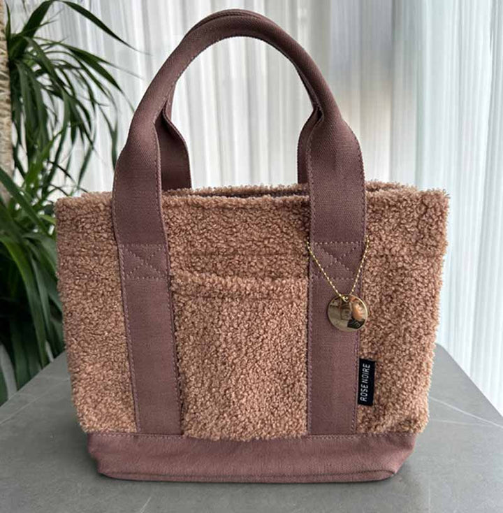 Teddy Fleece Tragetasche für Damen, weiche Umhängetasche