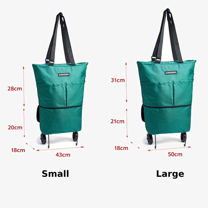 Supermarkt Rolling Tote Abnehmbare Faltbare Räder Schulter Handtasche Für Frauen