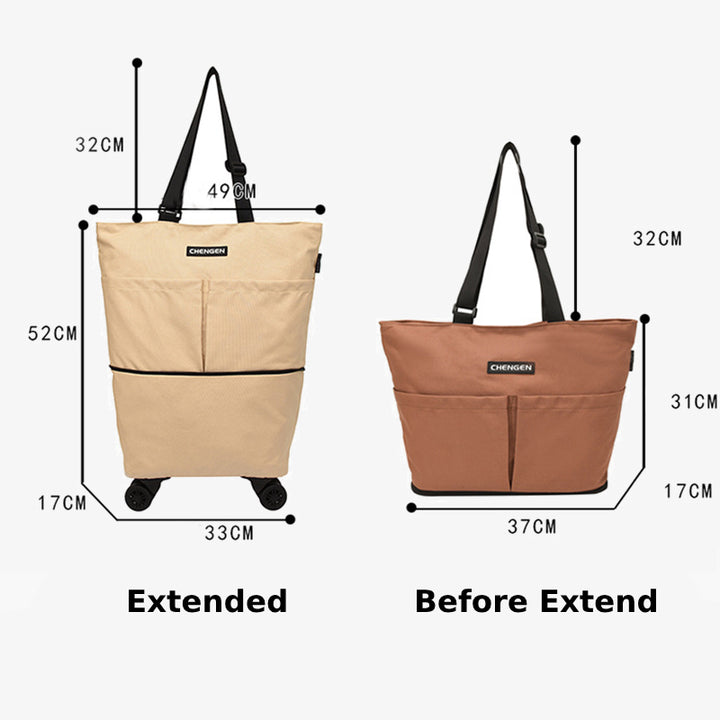 Supermarkt Rolling Tote Abnehmbare Faltbare Räder Schulter Handtasche Für Frauen