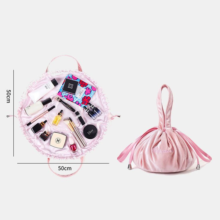 Niedliche Schminktasche mit Kordelzug und Häschenohren, Aufbewahrungstasche aus Samt mit Stickerei