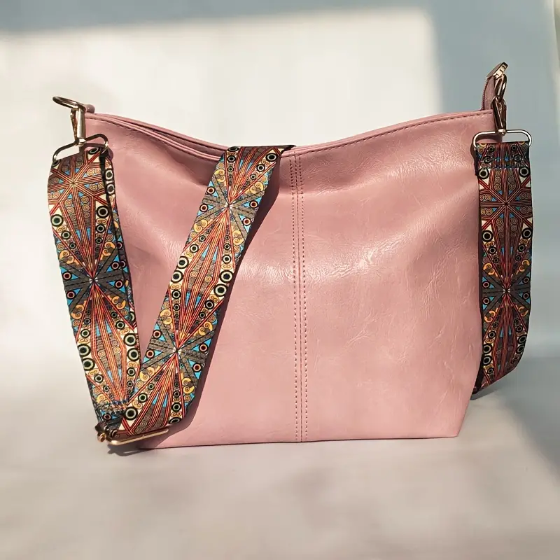 Retro-Umhängetasche für Damen mit breiten Riemen, raffinierte Tragetasche