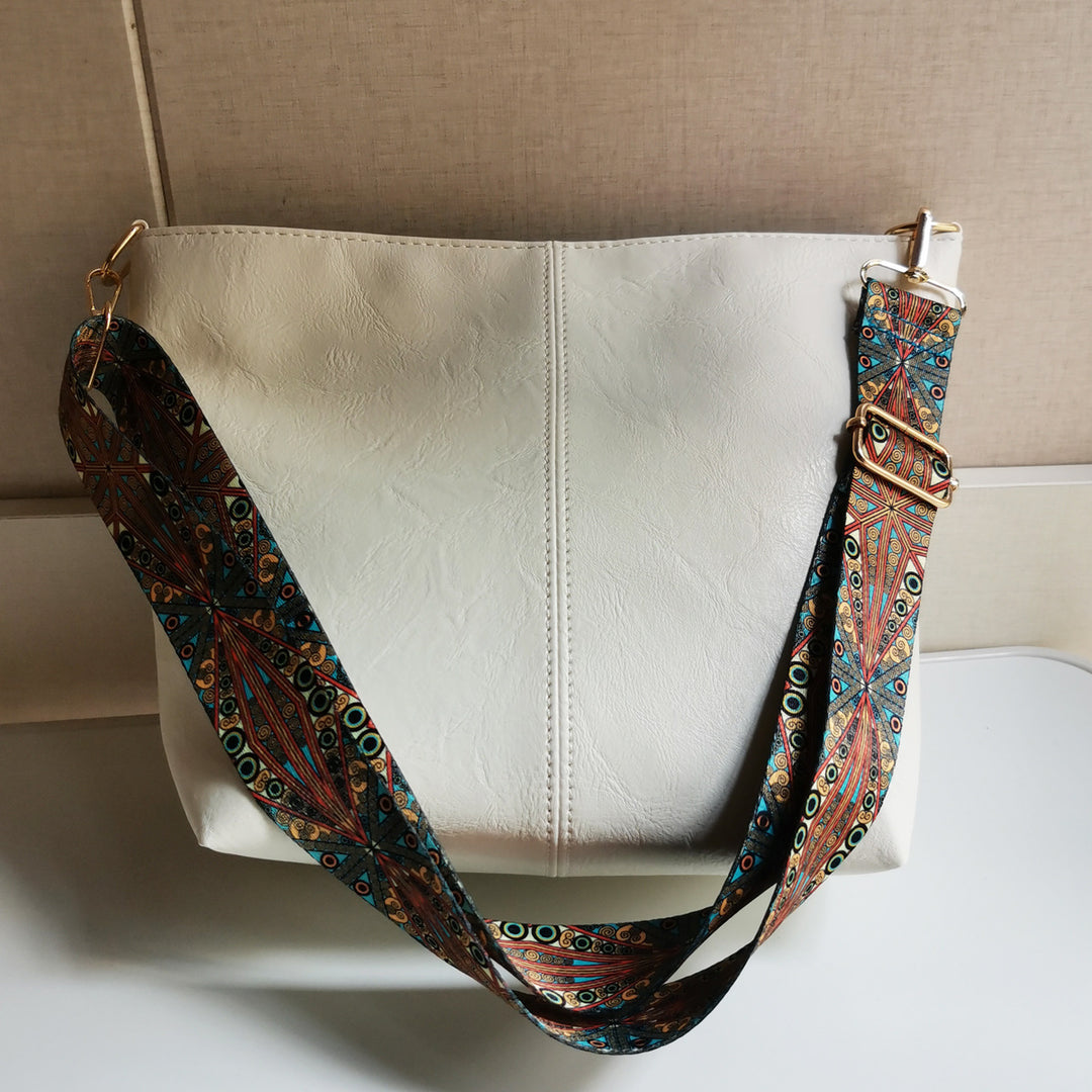 Retro-Umhängetasche für Damen mit breiten Riemen, raffinierte Tragetasche