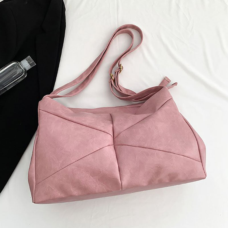 Große Leder Umhängetasche Retro Uni Farbe Horizontal Reise Geldbörse