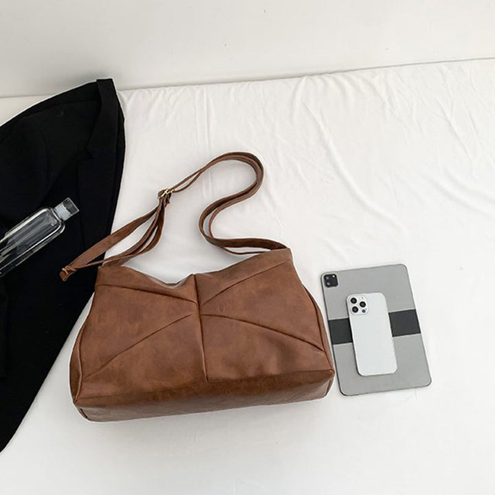 Große Leder Umhängetasche Retro Uni Farbe Horizontal Reise Geldbörse