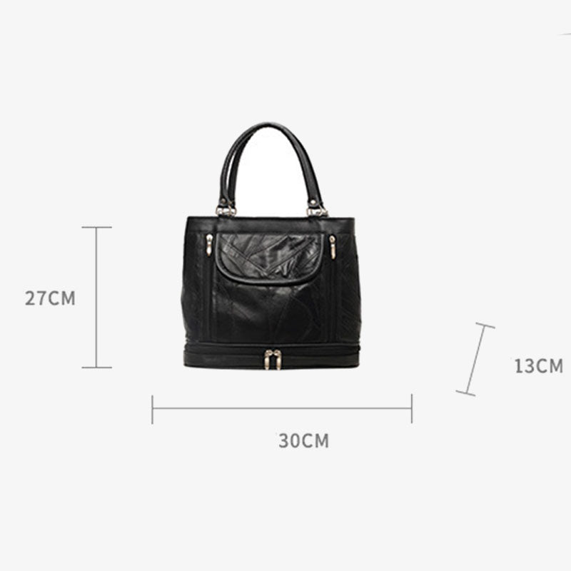 Doppelfach Tote Damen Große Kunstleder Handtasche Umhängetasche