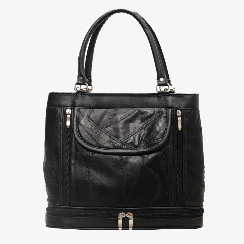 Doppelfach Tote Damen Große Kunstleder Handtasche Umhängetasche
