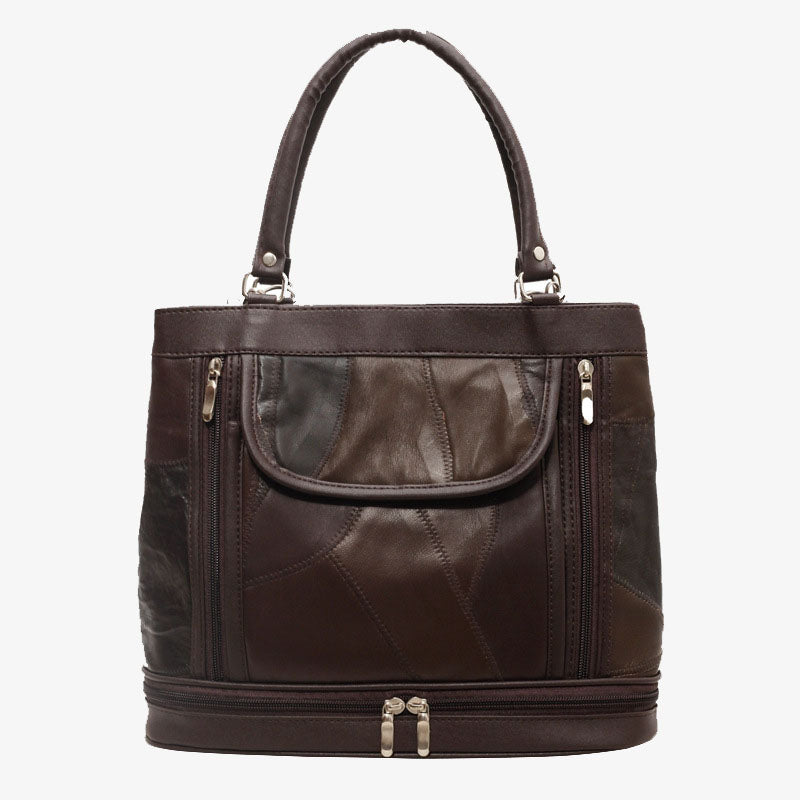 Doppelfach Tote Damen Große Kunstleder Handtasche Umhängetasche