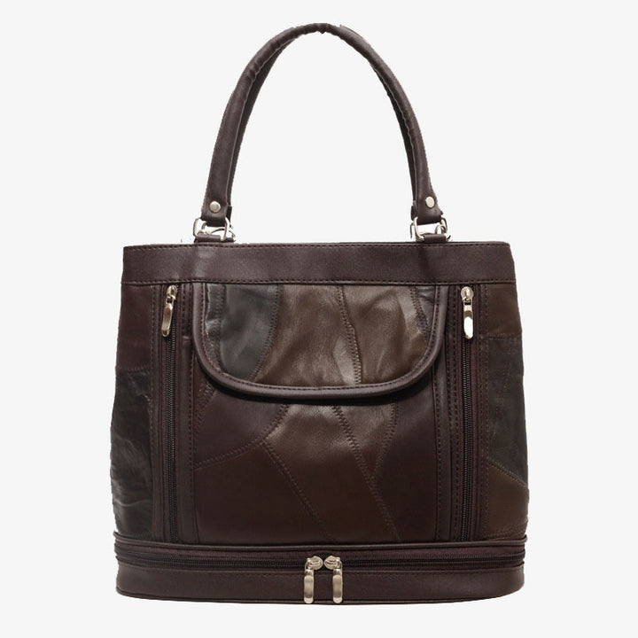 Doppelfach Tote Damen Große Kunstleder Handtasche Umhängetasche