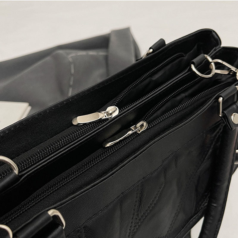 Doppelfach Tote Damen Große Kunstleder Handtasche Umhängetasche