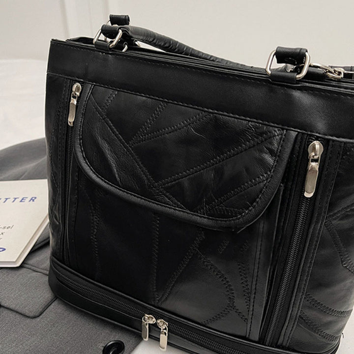 Doppelfach Tote Damen Große Kunstleder Handtasche Umhängetasche